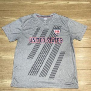 Mens Short Sleeve Shirt United States Soccer Training Striker Soccer Top L Gray